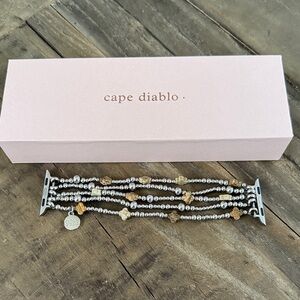 Cape Diablo Elegant Silver and Wood Apple Watch band